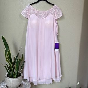 Elegant Pink Lace Overlay Dress